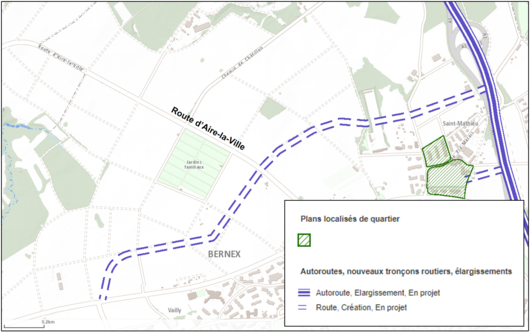 Tracé approximatif du boulevard des Abarois d’après le système d'information du territoire à Genève (SITG)